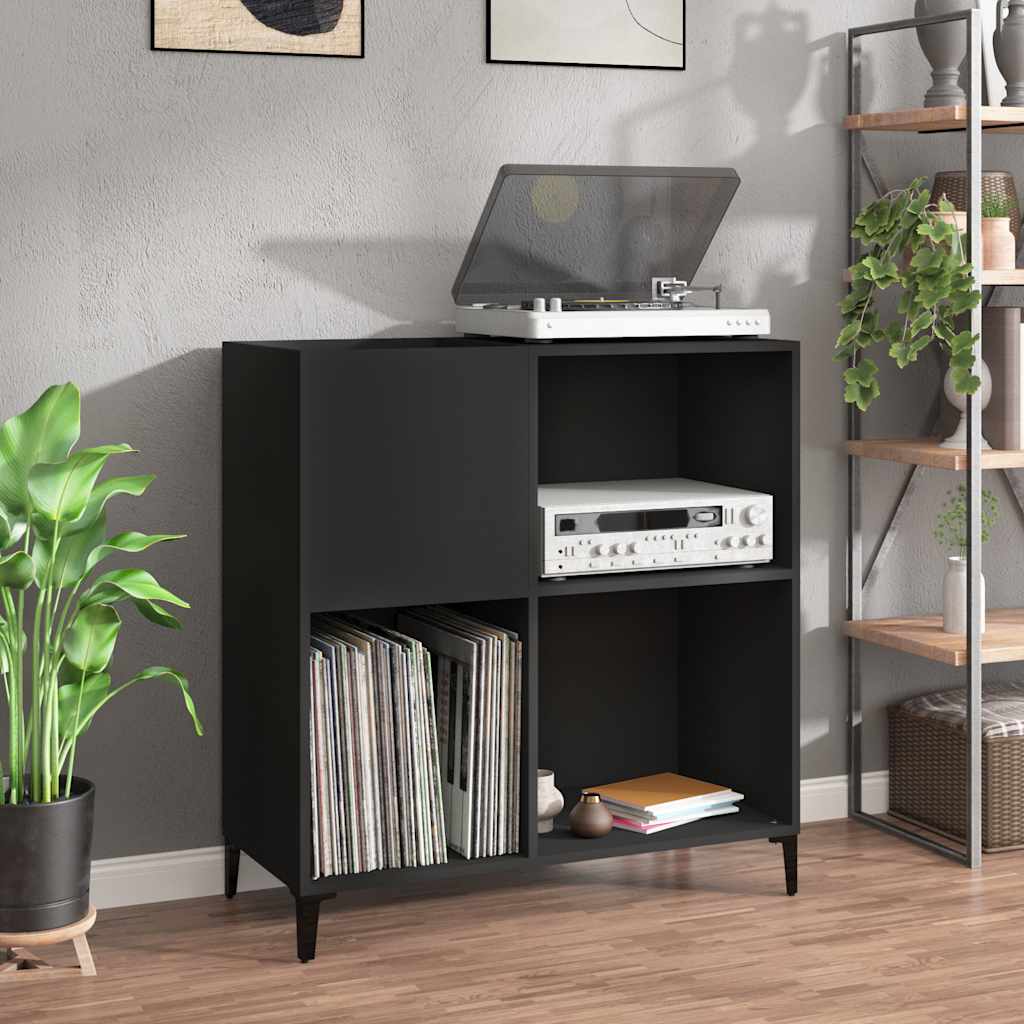 Armoire à disques noir 84,5x38x89 cm bois d'ingénierie - XIOS