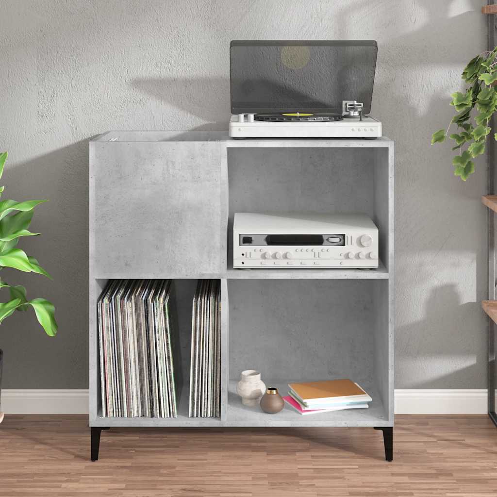 Armoire à disques gris béton 84,5x38x89 cm bois d'ingénierie - XIOS