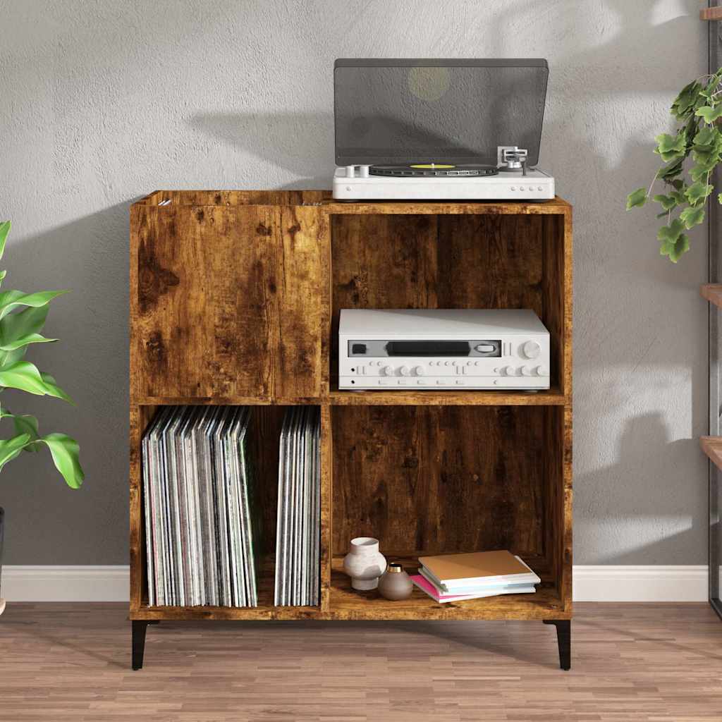 Armoire à disques chêne fumé 84,5x38x89 cm bois d'ingénierie - XIOS