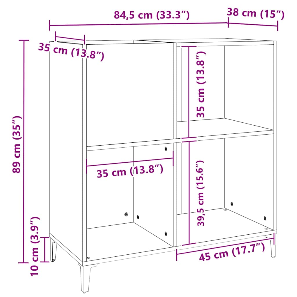 Armoire à disques chêne marron 84,5x38x89 cm bois d'ingénierie - XIOS