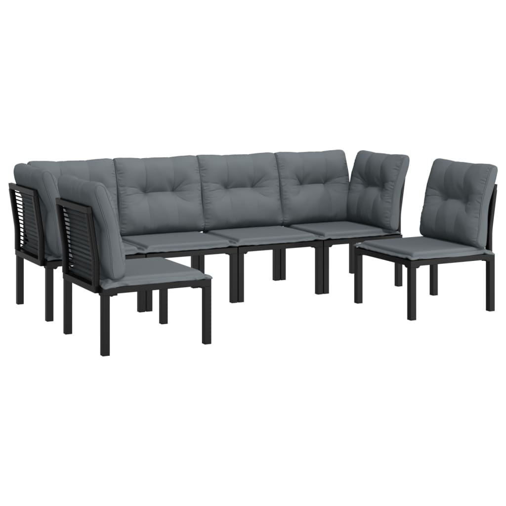 Salon de jardin 6 pcs noir et gris résine tressée