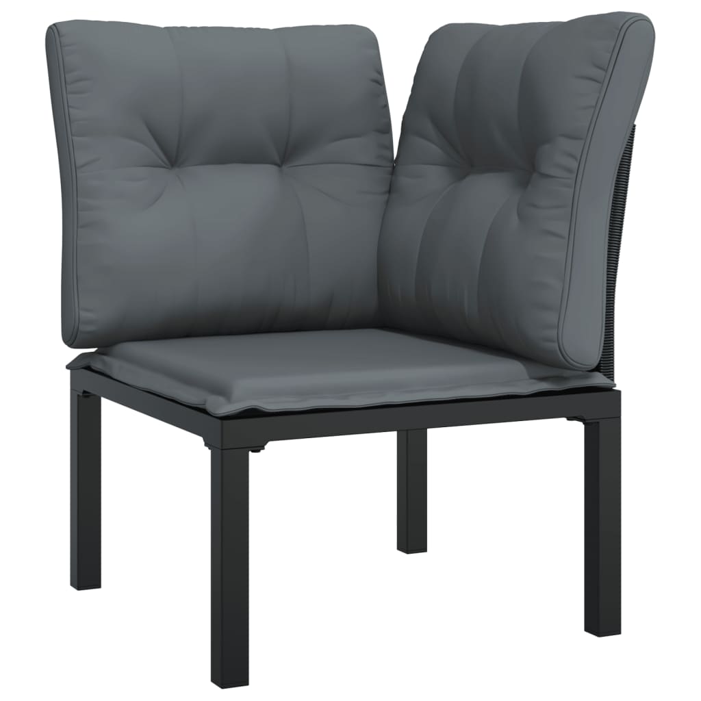 Salon de jardin 5 pcs noir et gris résine tressée