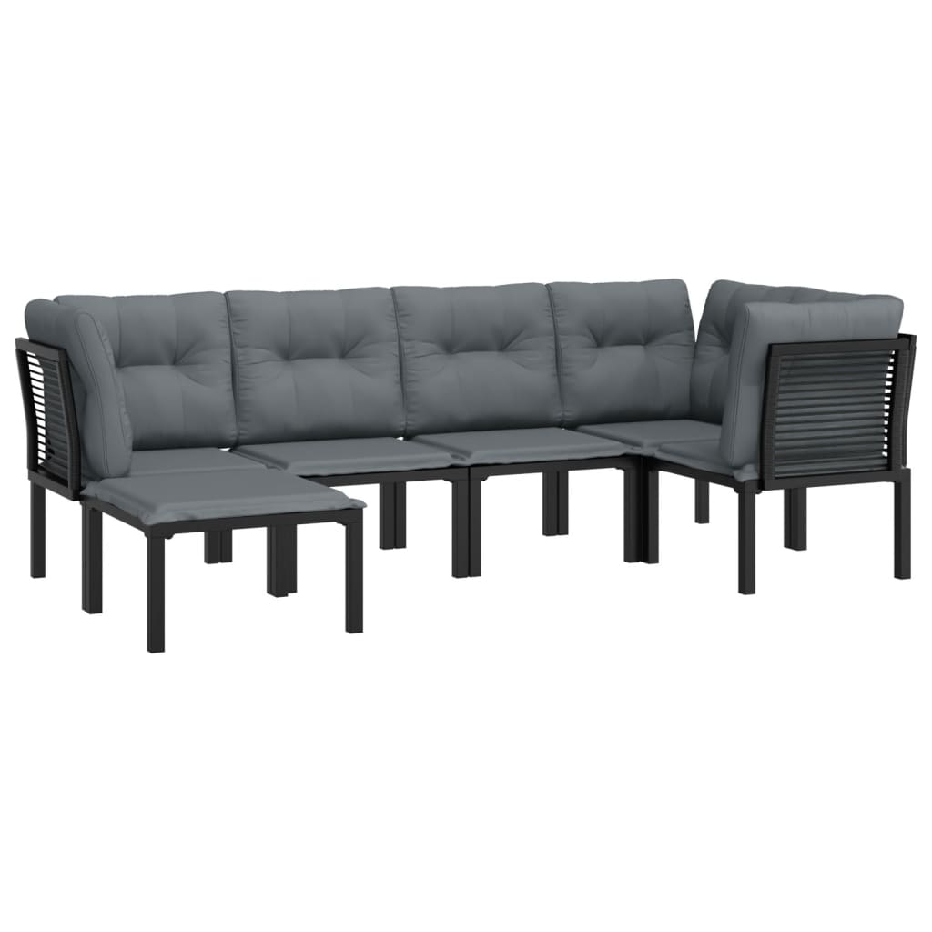 Salon de jardin 6 pcs noir et gris résine tressée