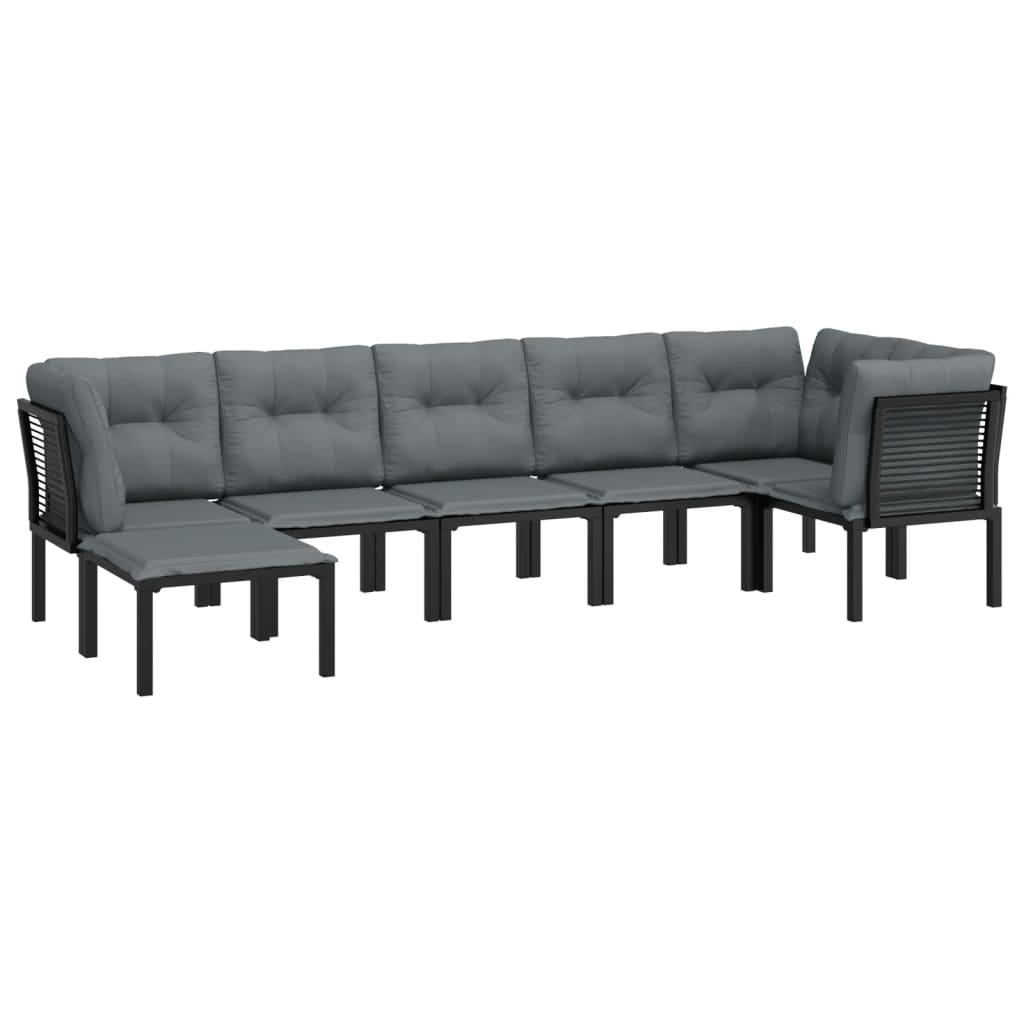 Salon de jardin 7 pcs noir et gris résine tressée