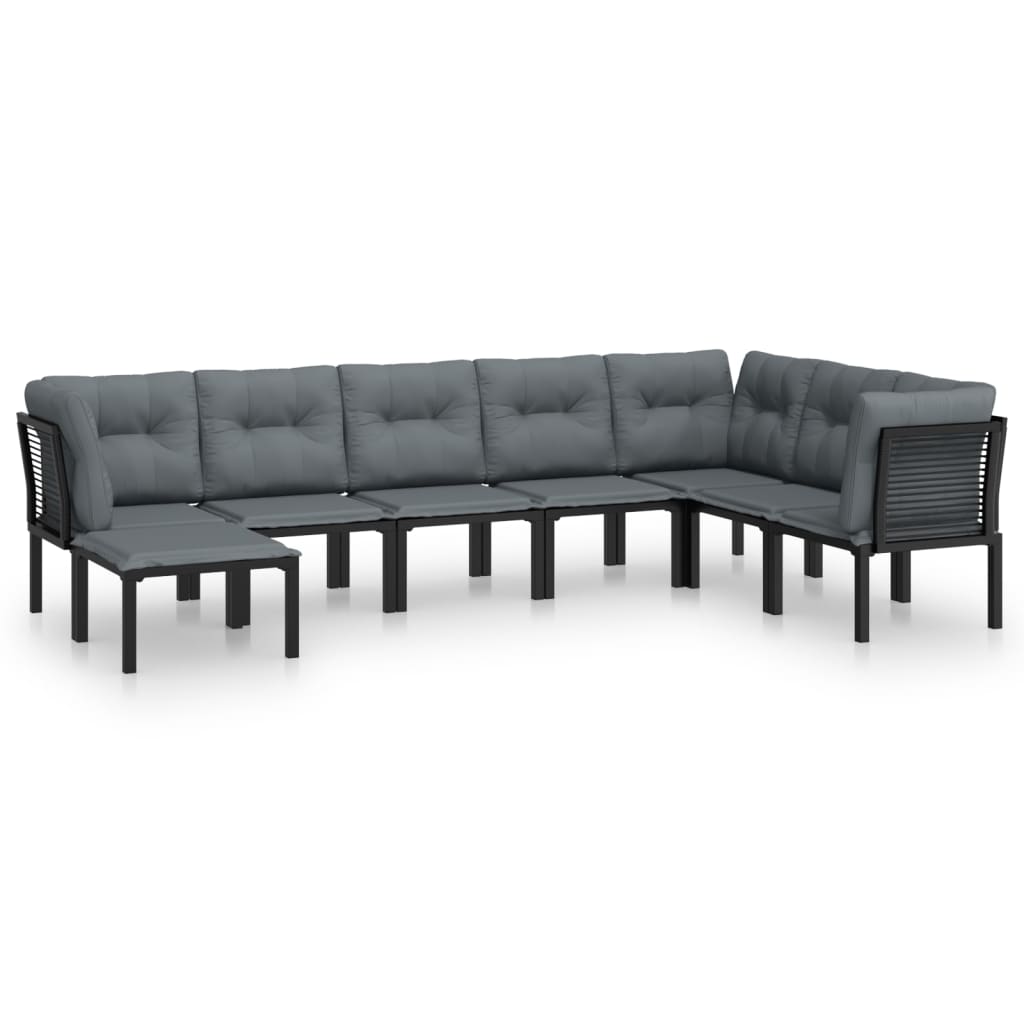 Salon de jardin 8 pcs noir et gris résine tressée