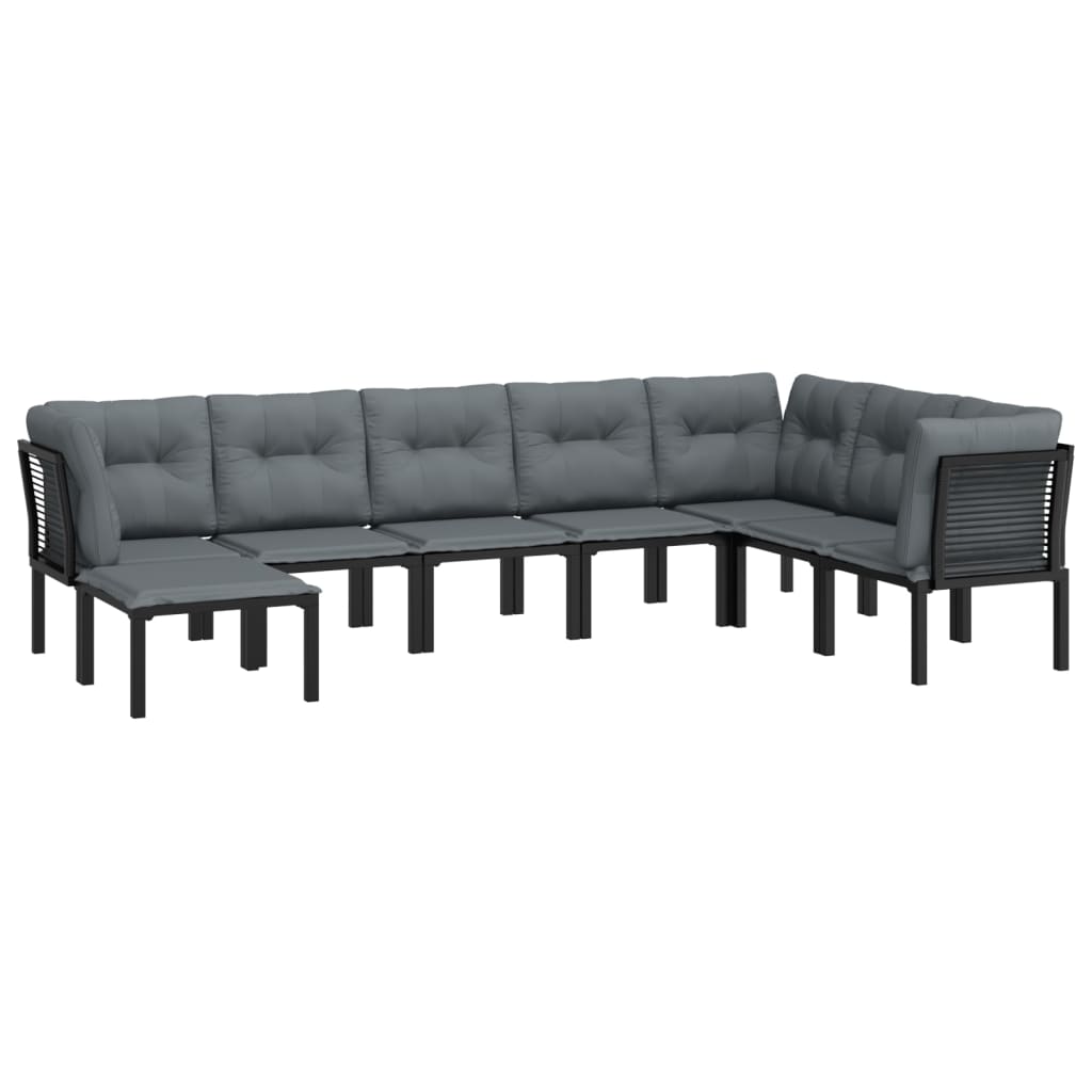 Salon de jardin 8 pcs noir et gris résine tressée