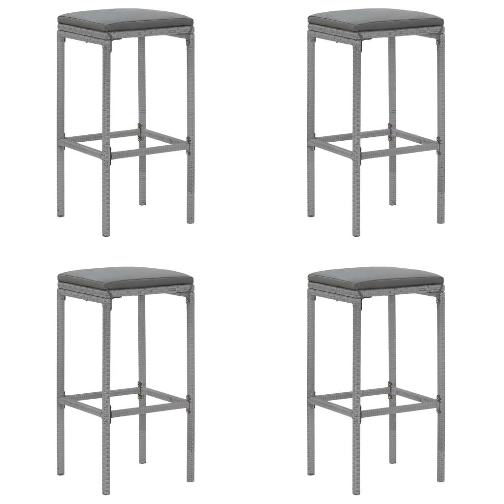 Ensemble de bar de jardin 5 pcs avec coussins gris poly rotin