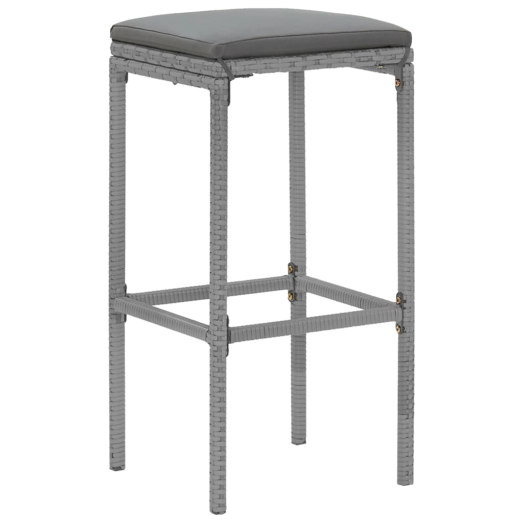 Ensemble de bar de jardin 9 pcs avec coussins gris poly rotin