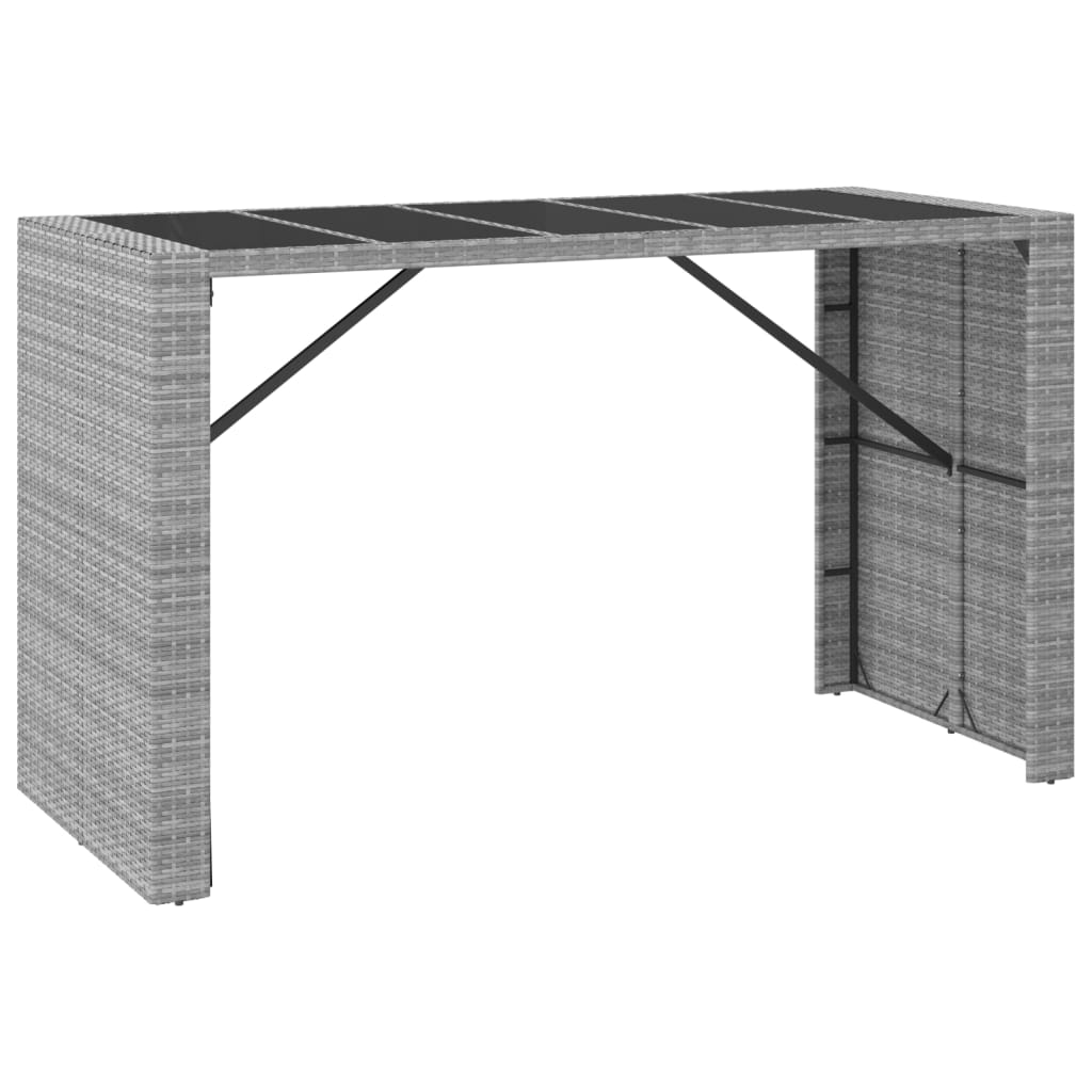 Ensemble de bar de jardin 9 pcs avec coussins gris poly rotin