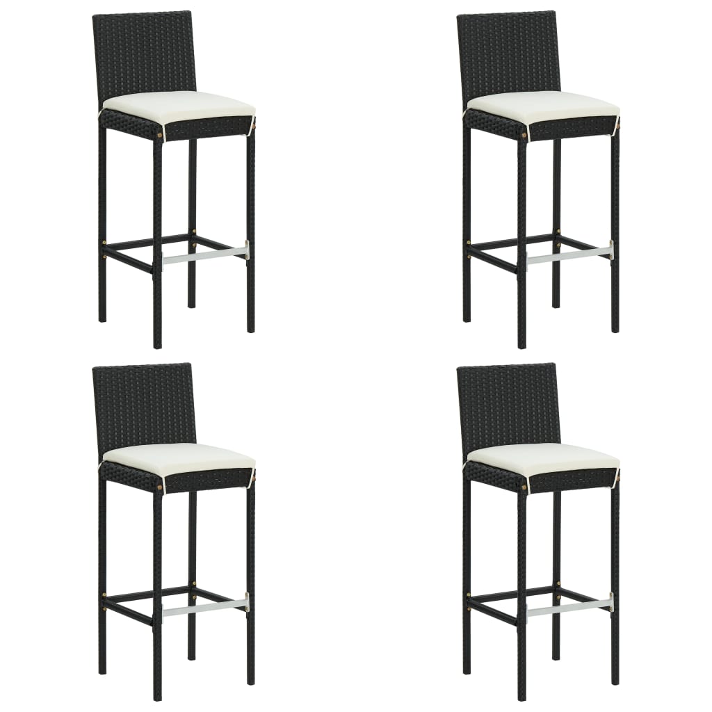 Ensemble de bar de jardin 5 pcs avec coussins noir poly rotin