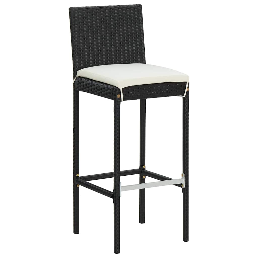 Ensemble de bar de jardin 7 pcs avec coussins noir poly rotin