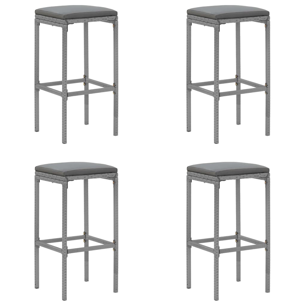 Ensemble de bar de jardin 5 pcs avec coussins gris poly rotin