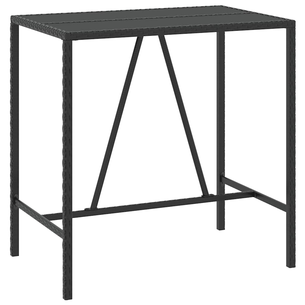 Ensemble de bar de jardin 7 pcs avec coussins noir poly rotin