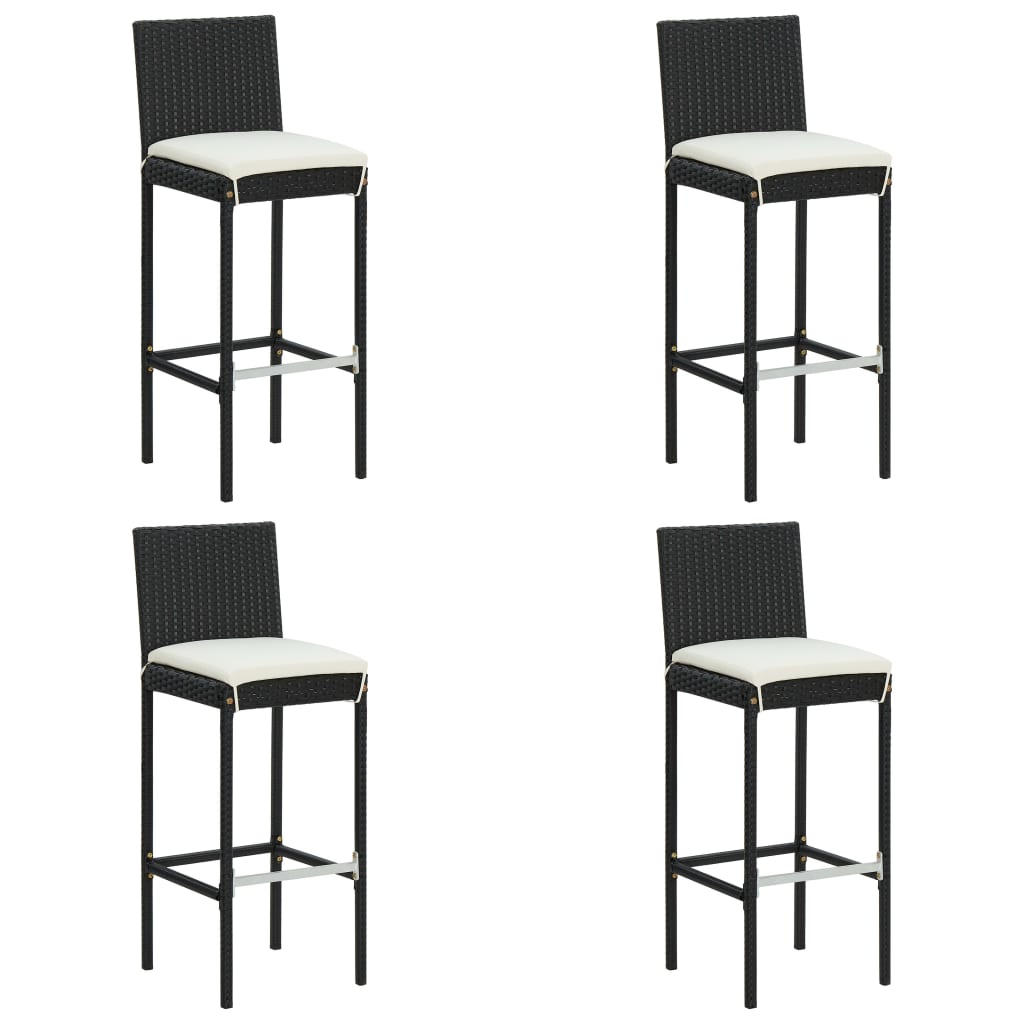 Ensemble de bar de jardin 5 pcs avec coussins noir poly rotin