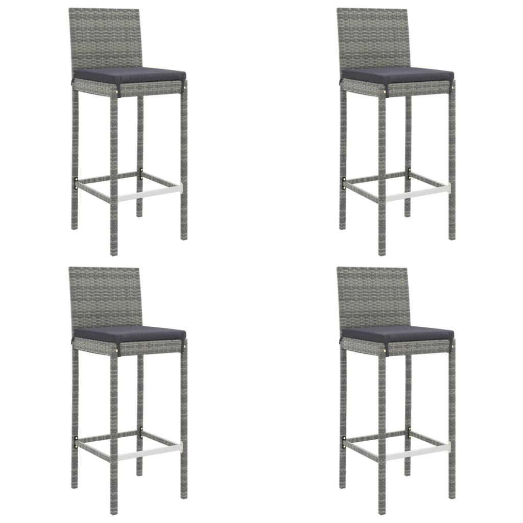Ensemble de bar de jardin 5 pcs avec coussins gris poly rotin
