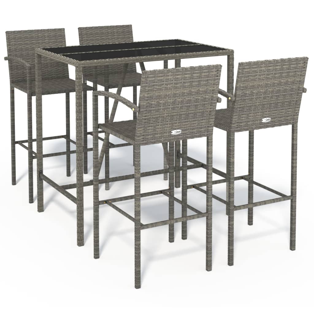 Ensemble de bar de jardin 5 pcs gris résine tressée