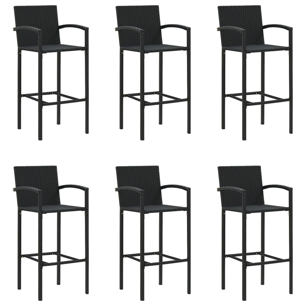 Ensemble de bar de jardin 7 pcs noir résine tressée