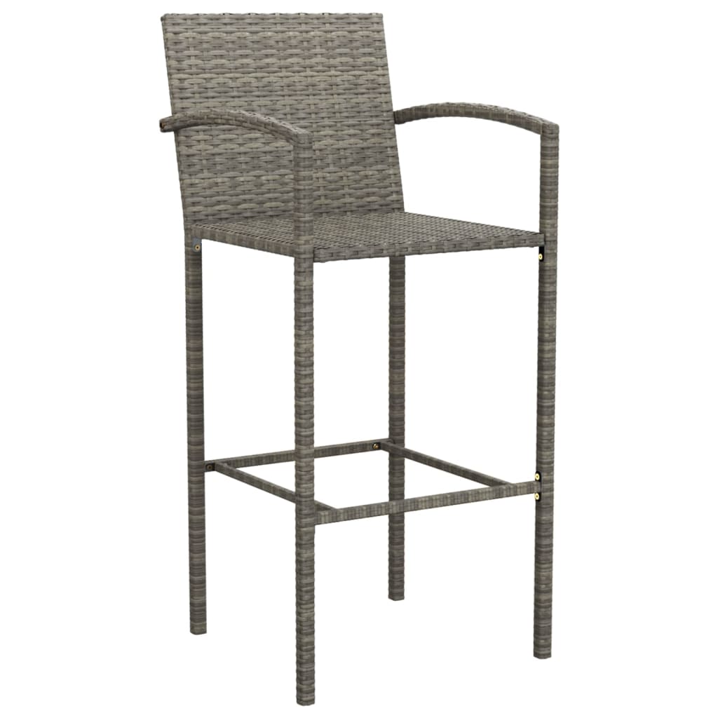 Ensemble de bar de jardin 7 pcs gris résine tressée