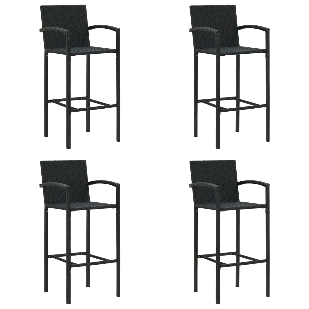 Ensemble de bar de jardin 5 pcs noir résine tressée