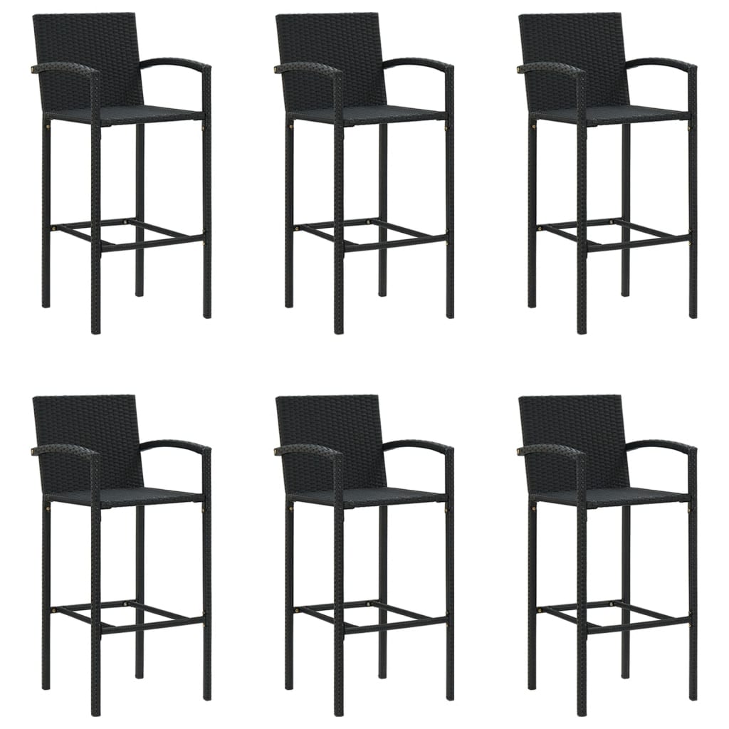 Ensemble de bar de jardin 7 pcs noir résine tressée
