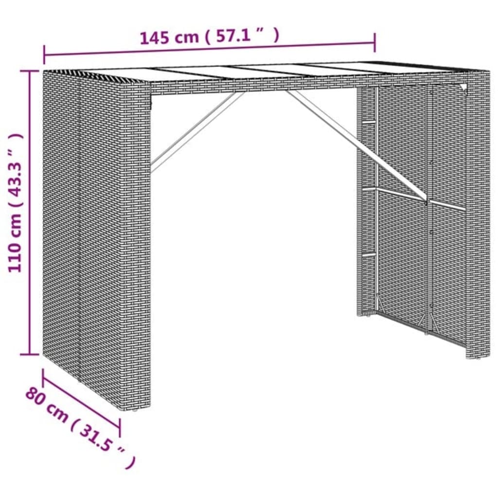Ensemble de bar de jardin 7 pcs noir résine tressée