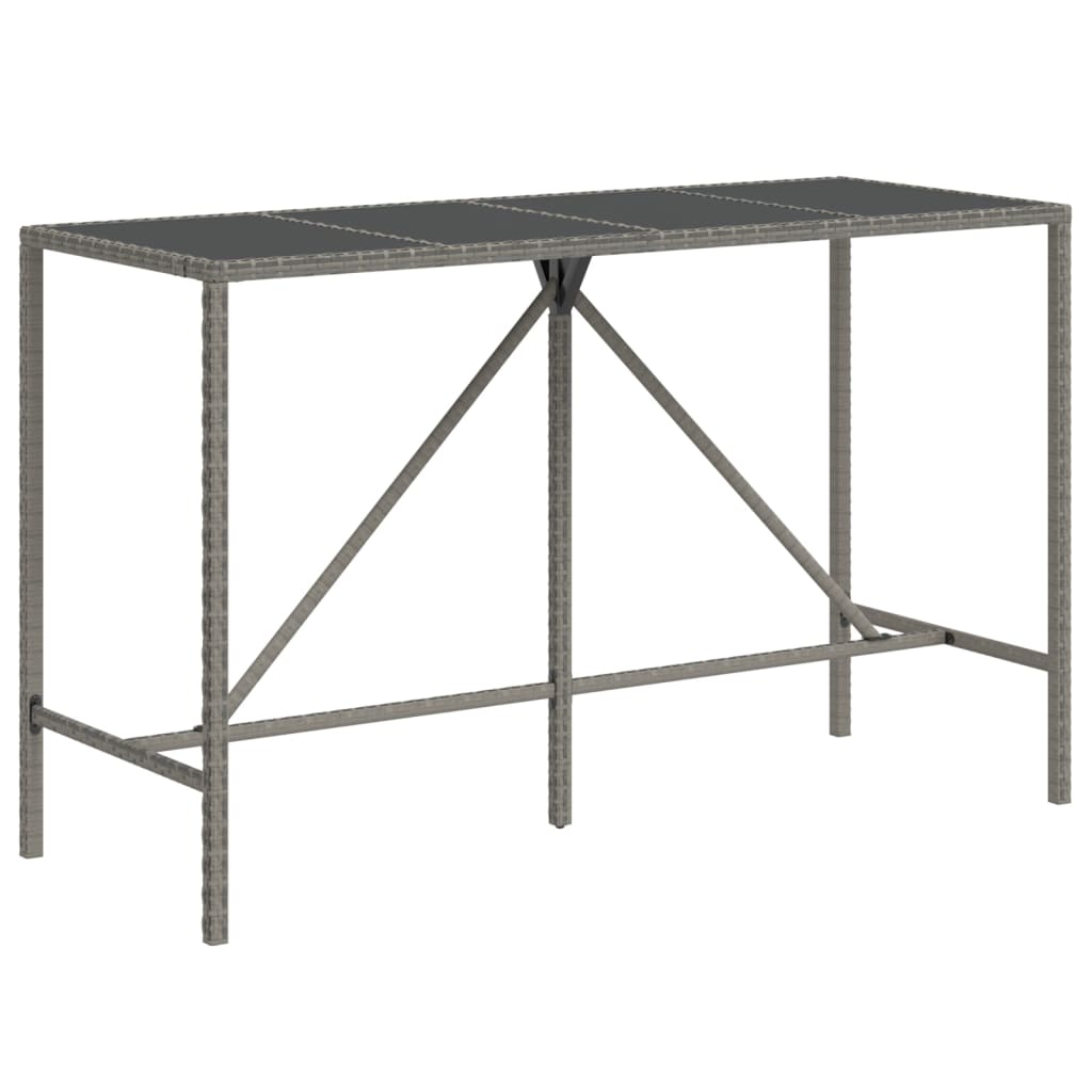 Ensemble de bar jardin 9 pcs gris poly rotin/bois massif acacia