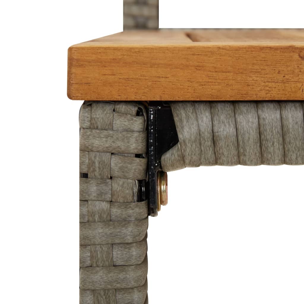 Ensemble de bar jardin 5 pcs gris poly rotin/bois massif acacia