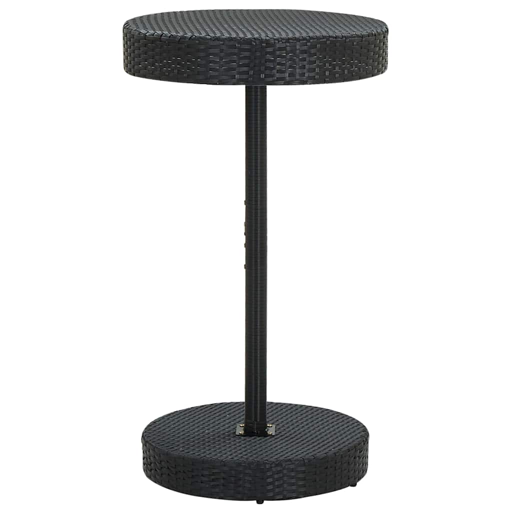 Ensemble de bar jardin 3 pcs noir poly rotin/bois massif acacia