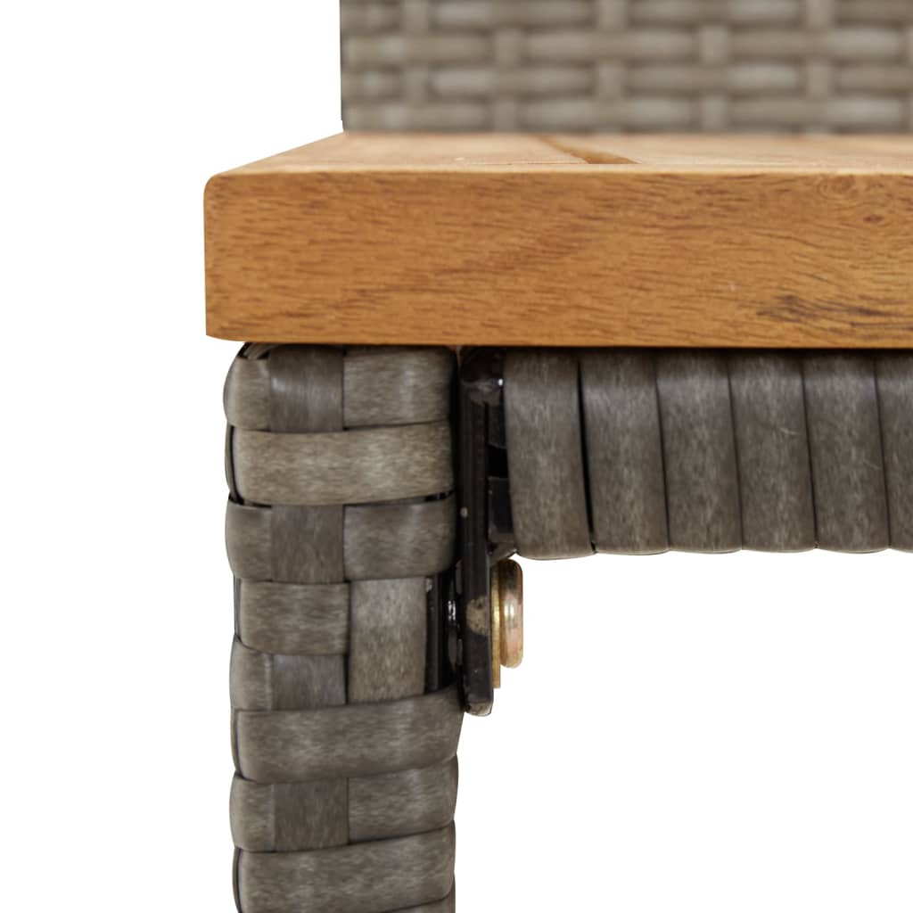 Ensemble de bar jardin 3 pcs gris poly rotin/bois massif acacia
