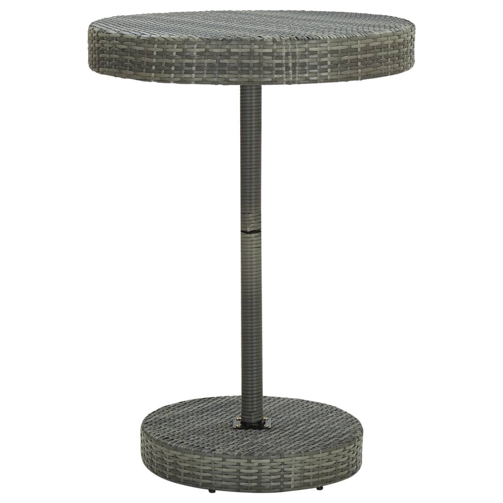 Ensemble de bar jardin 5 pcs gris poly rotin/bois massif acacia