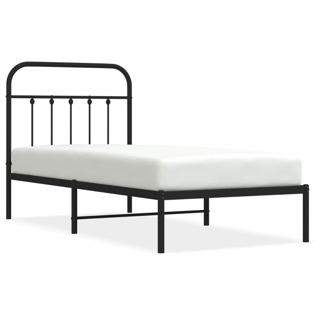 Cadre de lit métal sans matelas avec tête de lit noir 90x190 cm - XIOS
