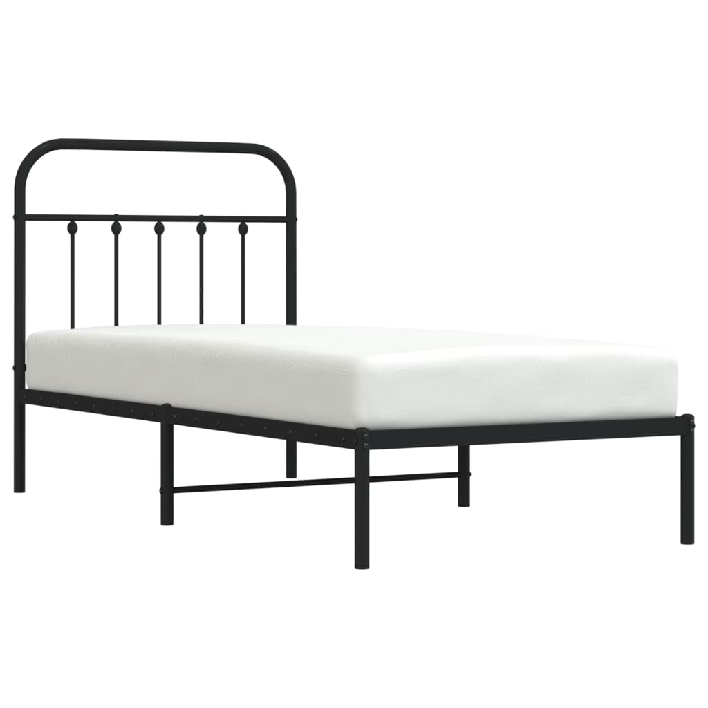 Cadre de lit métal sans matelas avec tête de lit noir 90x190 cm - XIOS