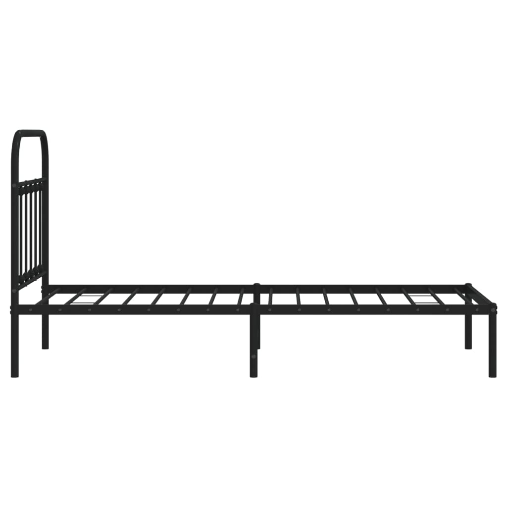 Cadre de lit métal sans matelas avec tête de lit noir 90x190 cm - XIOS
