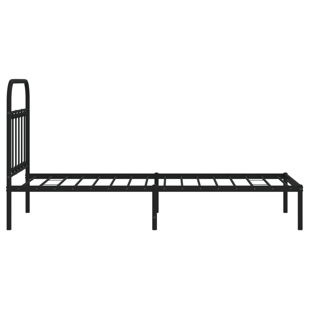 Cadre de lit métal sans matelas avec tête de lit noir 90x200 cm - XIOS