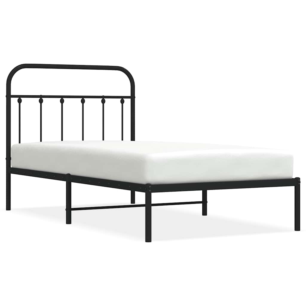 Cadre de lit métal sans matelas avec tête de lit noir 100x190cm - XIOS