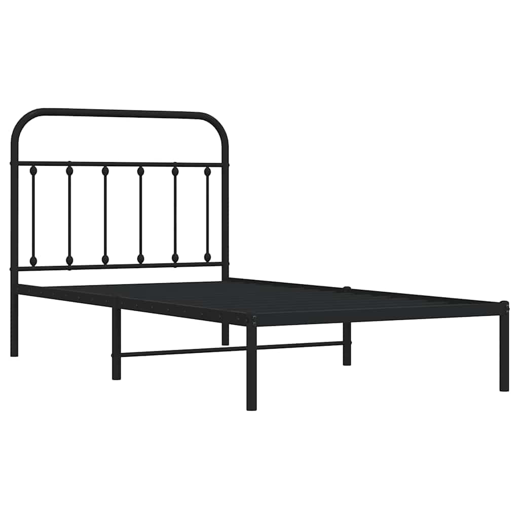 Cadre de lit métal sans matelas avec tête de lit noir 100x190cm - XIOS
