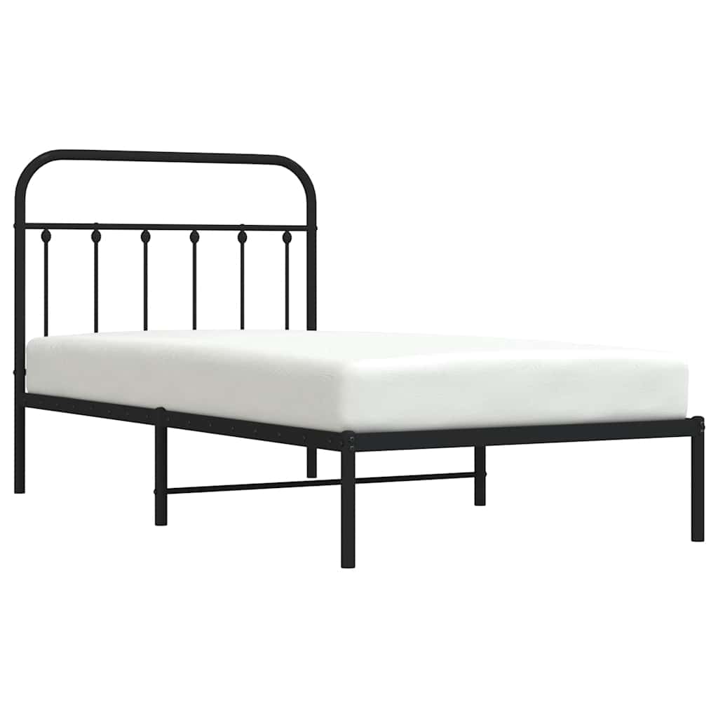 Cadre de lit métal sans matelas avec tête de lit noir 100x190cm - XIOS