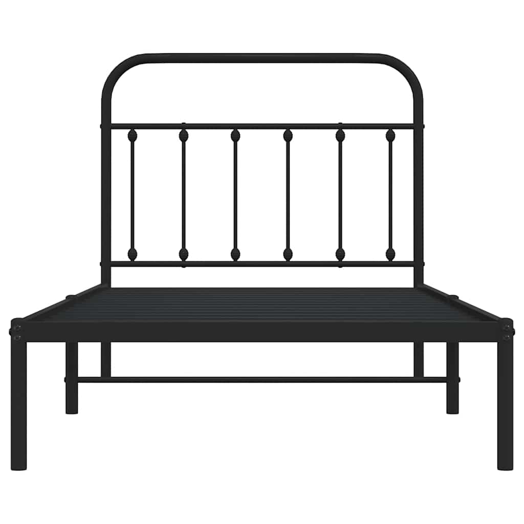 Cadre de lit métal sans matelas avec tête de lit noir 100x190cm - XIOS