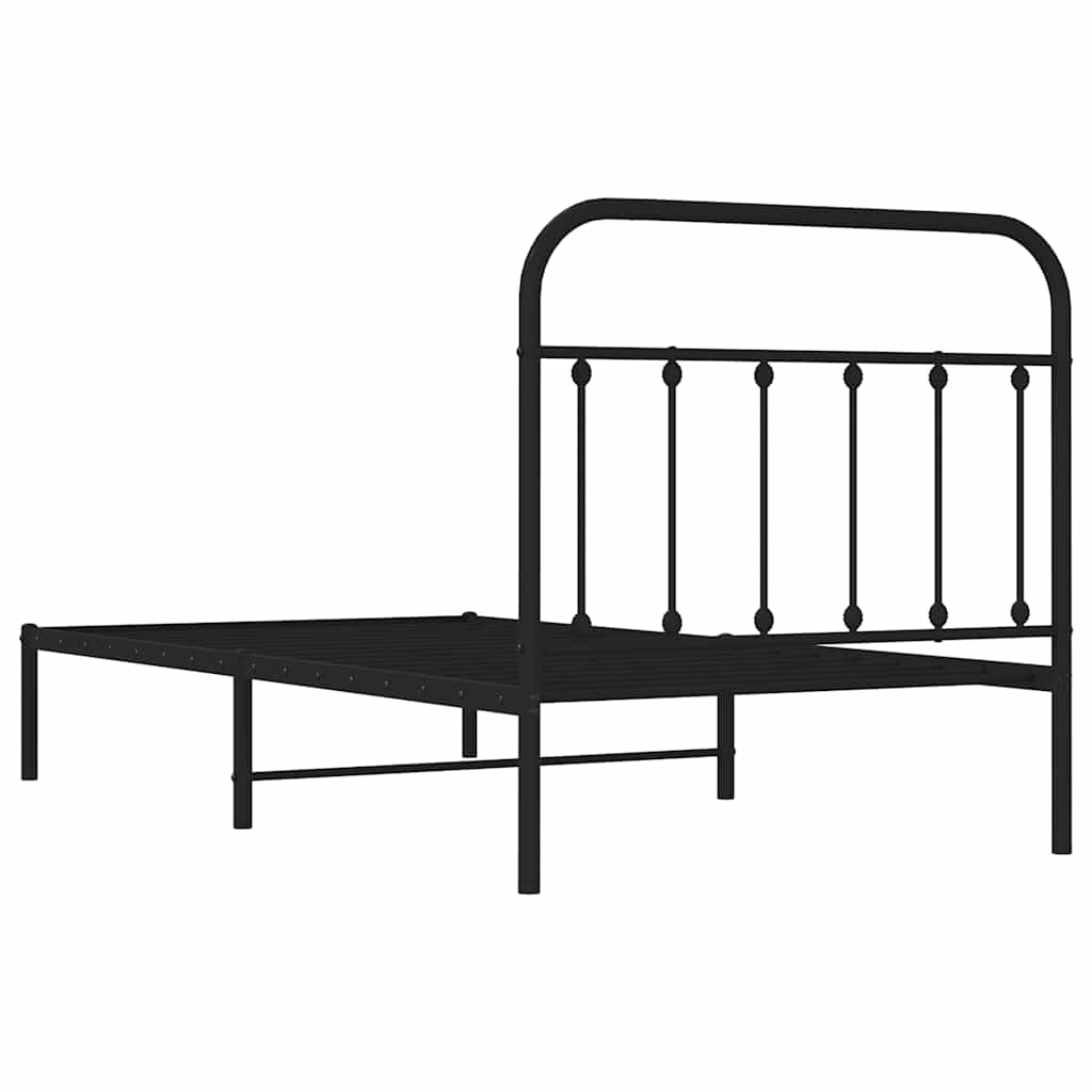 Cadre de lit métal sans matelas avec tête de lit noir 100x190cm - XIOS