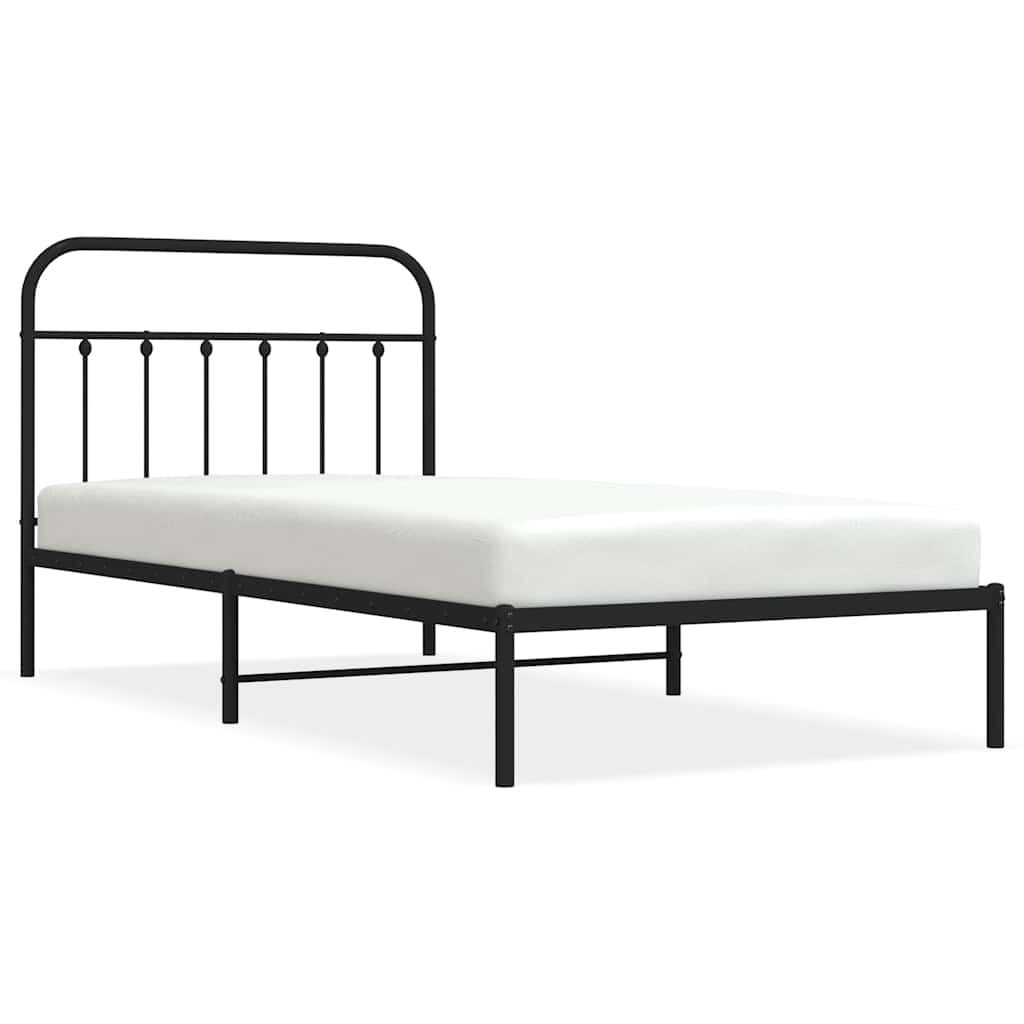 Cadre de lit métal sans matelas avec tête de lit noir 100x200cm - XIOS