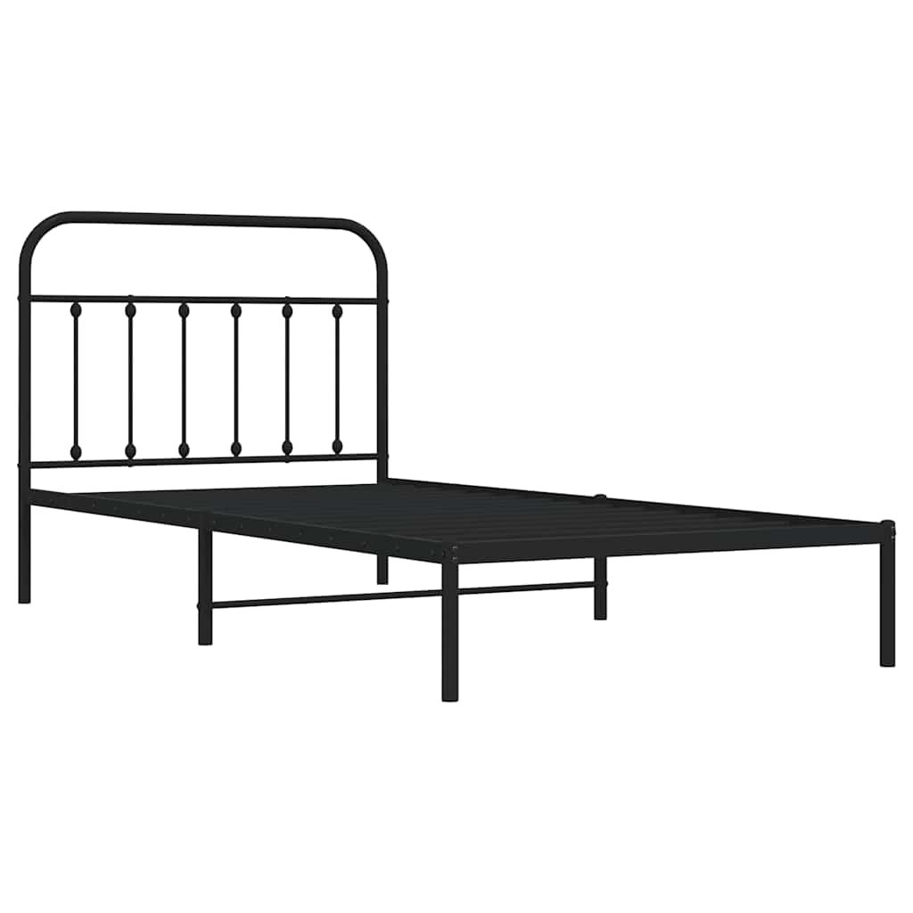 Cadre de lit métal sans matelas avec tête de lit noir 100x200cm - XIOS