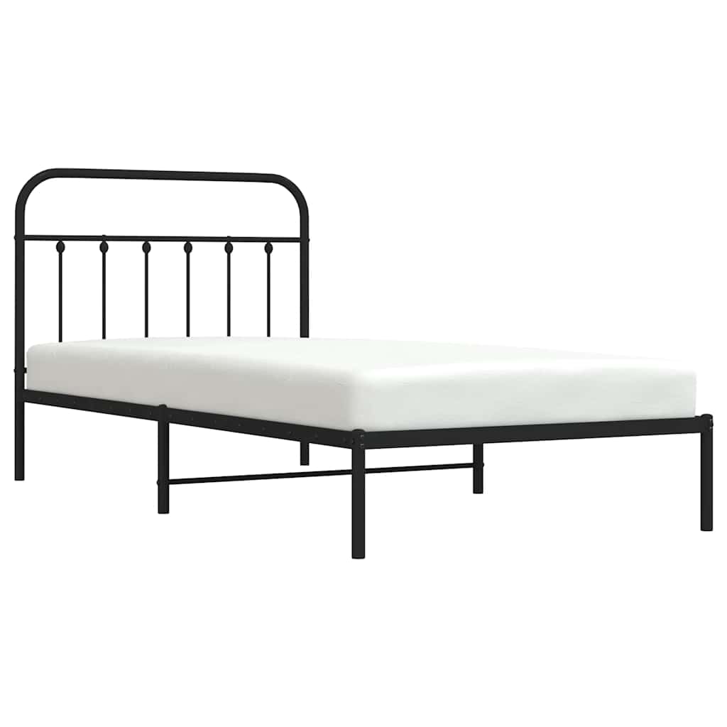 Cadre de lit métal sans matelas avec tête de lit noir 100x200cm - XIOS