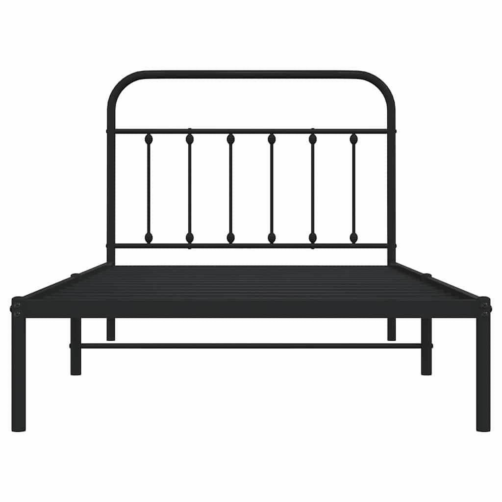 Cadre de lit métal sans matelas avec tête de lit noir 100x200cm - XIOS