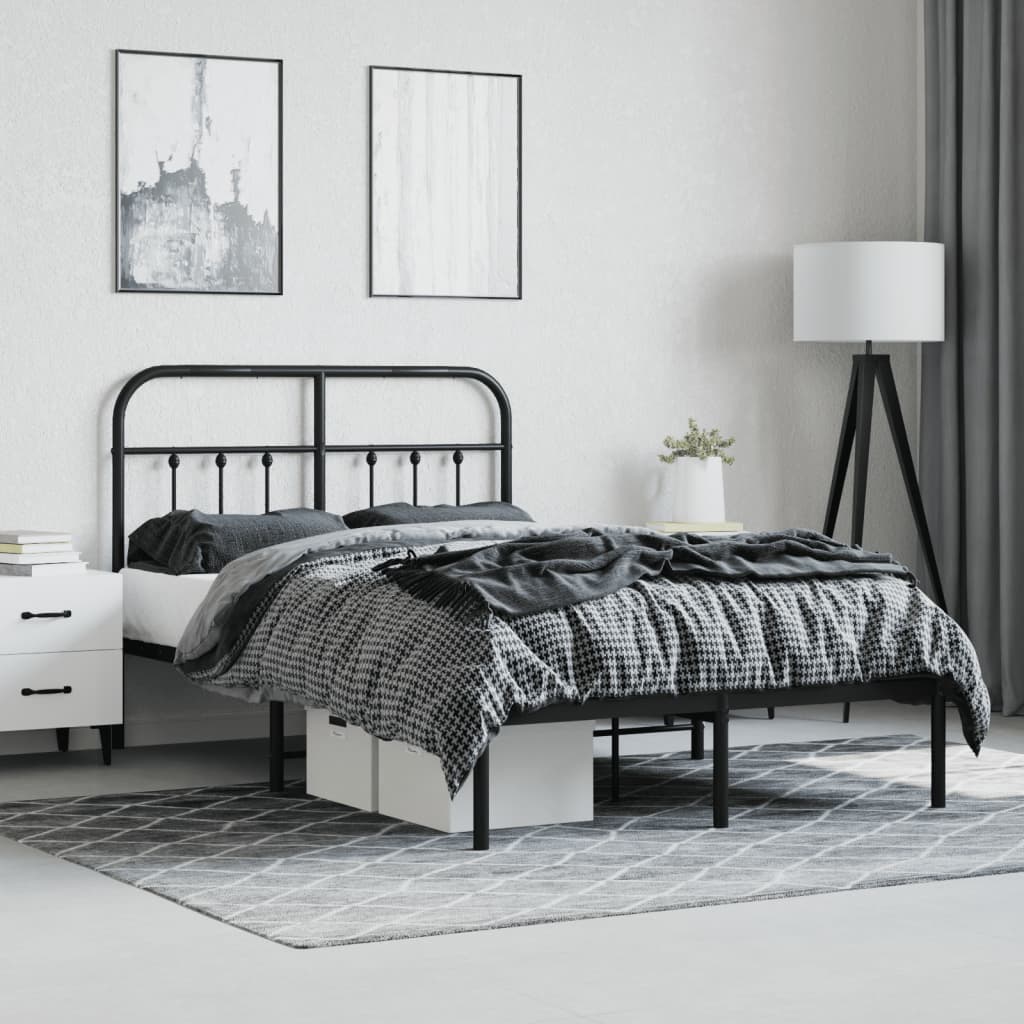Cadre de lit métal sans matelas avec tête de lit noir 120x190cm - XIOS