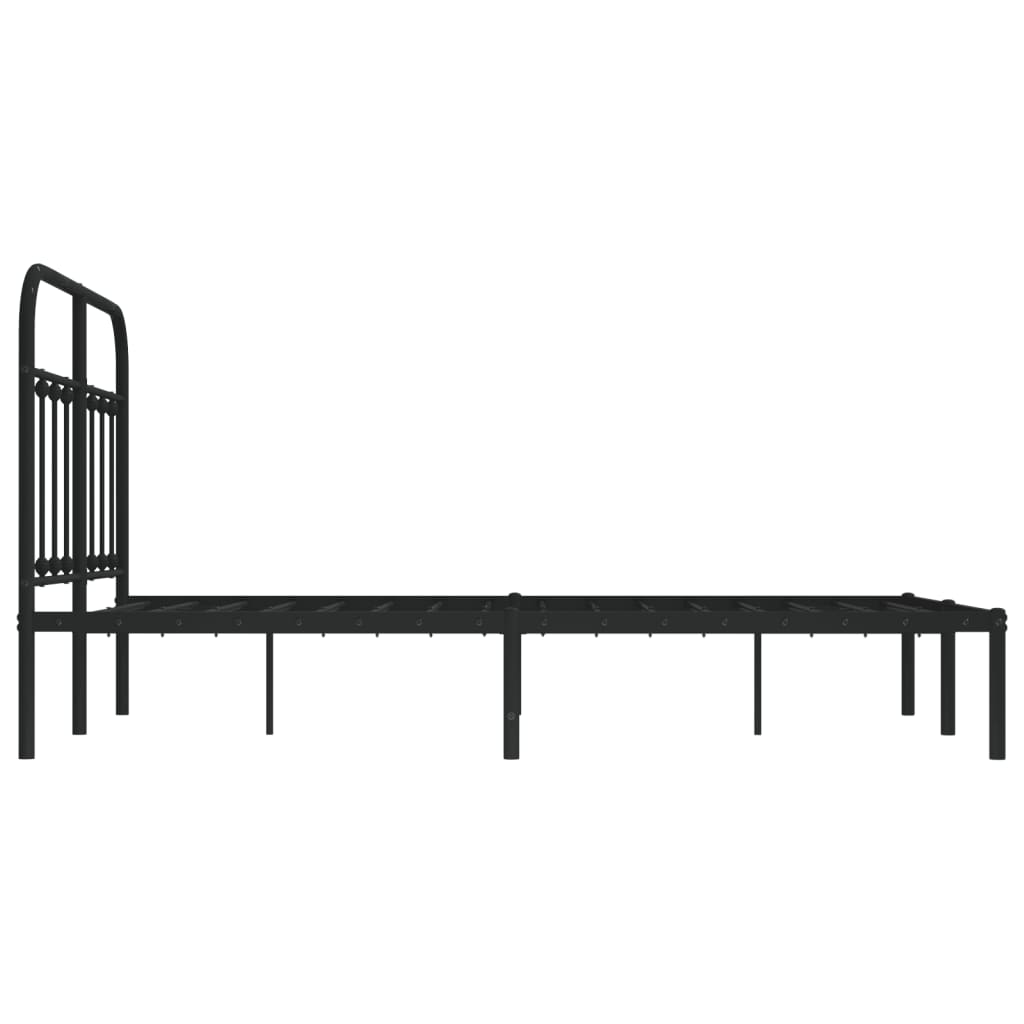Cadre de lit métal sans matelas avec tête de lit noir 120x190cm - XIOS