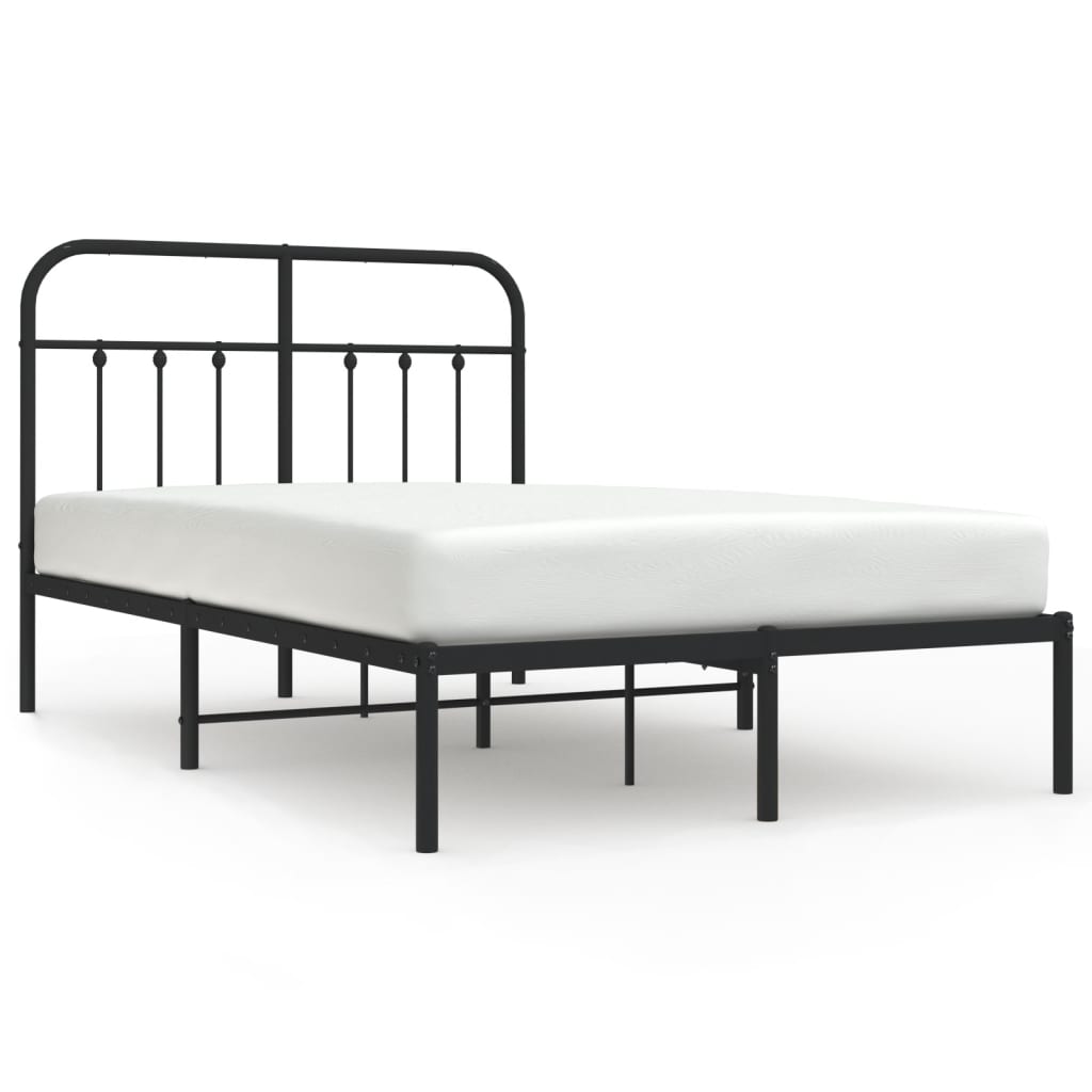 Cadre de lit métal sans matelas avec tête de lit noir 120x200cm - XIOS