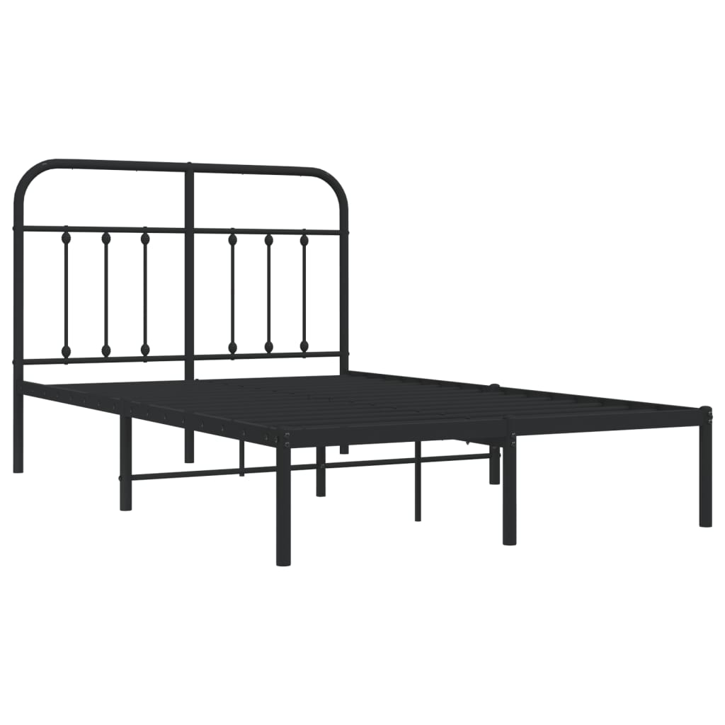 Cadre de lit métal sans matelas avec tête de lit noir 120x200cm - XIOS