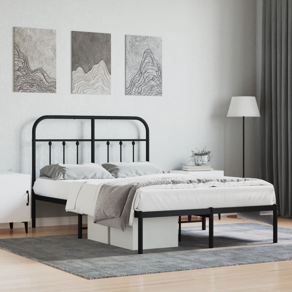 Cadre de lit métal sans matelas avec tête de lit noir 120x200cm - XIOS