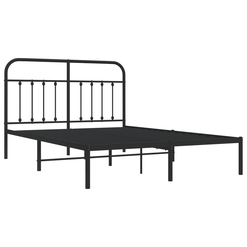 Cadre de lit métal sans matelas avec tête de lit noir 140x190cm - XIOS