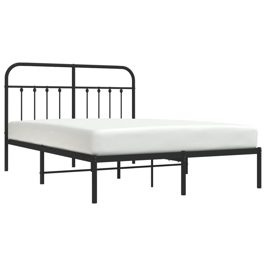 Cadre de lit métal sans matelas avec tête de lit noir 140x190cm - XIOS